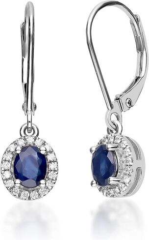 Gin & Grace 10K White Gold Genuine Blue Sapphire Earrings with Diamonds for women | Ethically, authentically & organically sourced Sapphire, hand-crafted jewelry for her | Sapphire Earrings for women in Saudi Arabia
