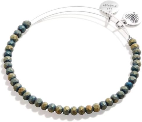 سوار Alex and Ani Accents مطرز قابل للتوسيع للنساء، تألق غير لامع، خرز معدني، لمسة نهائية فضية رافايلية، 2 إلى 3.5 بوصة in Saudi Arabia