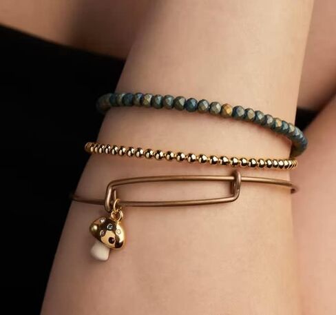 سوار Alex and Ani Accents مطرز قابل للتوسيع للنساء، تألق غير لامع، خرز معدني، لمسة نهائية فضية رافايلية، 2 إلى 3.5 بوصة in Saudi Arabia
