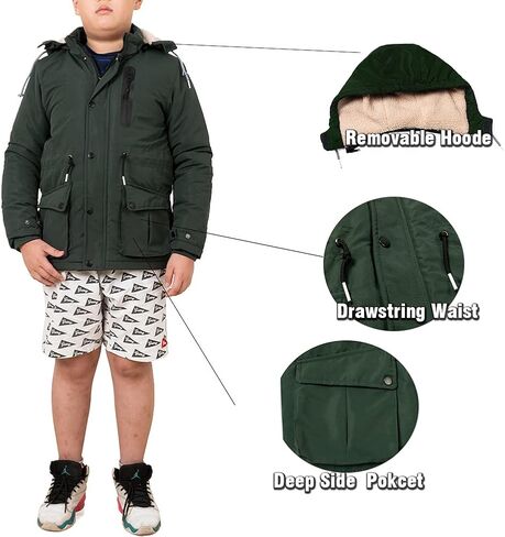 SNOW DREAMS Boys Winter Coat Ski Jacket Puffer Fleece Lined Waterproof Camouflage Warm Hooded Outerwear in Kuwait