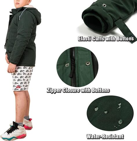 SNOW DREAMS Boys Winter Coat Ski Jacket Puffer Fleece Lined Waterproof Camouflage Warm Hooded Outerwear in Kuwait