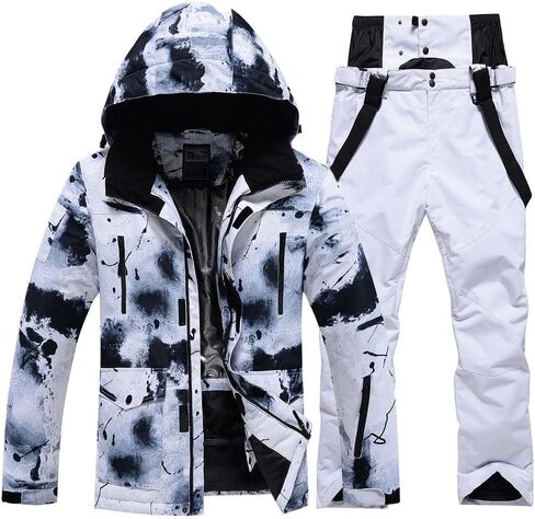 RIUIYELE Men's Ski Jacket and Pants Set Winter Heated Coat Hooded Outdoor Skiing Snowboard Suit for Men in Kuwait