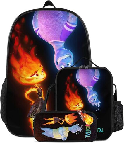 مجموعة شنطة ظهر بتصميم افلام انيمي اليمنتال، مع شنطة غداء معزولة وشنطة يد وشنطة تغليف صندوق اقلام رصاص - شنطة ظهر ترفيهية من 3 قطع، مناسبة للاكسسوارات للمراهقين والاولاد والبنات والمراهقين, أسود, in Kuwait