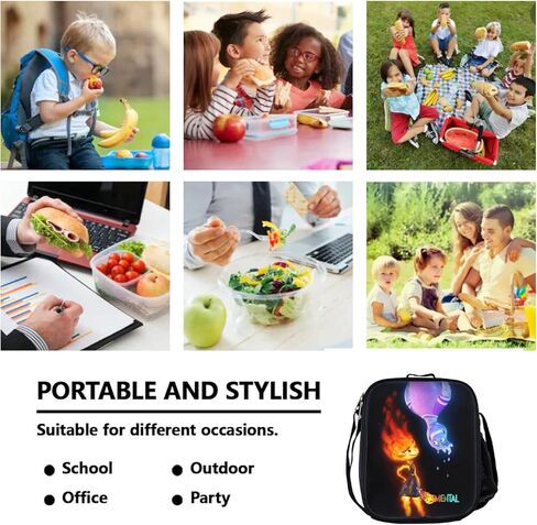 مجموعة شنطة ظهر بتصميم افلام انيمي اليمنتال، مع شنطة غداء معزولة وشنطة يد وشنطة تغليف صندوق اقلام رصاص - شنطة ظهر ترفيهية من 3 قطع، مناسبة للاكسسوارات للمراهقين والاولاد والبنات والمراهقين, أسود, in Kuwait