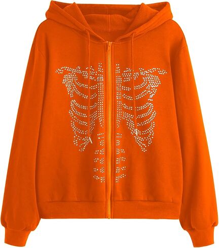 Floerns Women's Long Sleeve Zip Up Skeleton Hoodie Graphic Sweatshirt Jackets in Kuwait