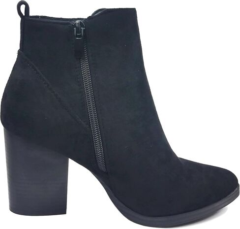 TOP Moda Womens Ankle Boots Chunky Stacked Mid Heel Elastic Chelsea in Kuwait