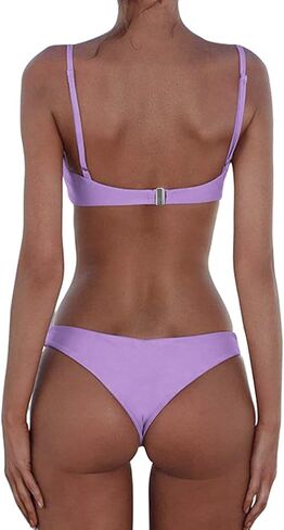 meioro Bikini Set Swimsuits for Women Low Waisted Two Piece Swimwear with Brazilian Push up Top Cheeky Bottom Bathing Suits in Kuwait