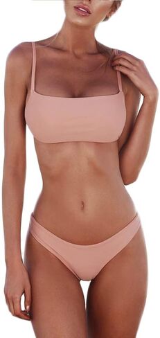 meioro Bikini Set Swimsuits for Women Low Waisted Two Piece Swimwear with Brazilian Push up Top Cheeky Bottom Bathing Suits in Kuwait