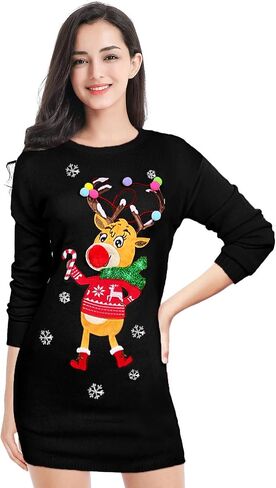 v28 Varied Ugly Christmas Sweater for Women Funny Reindeer Knit Sweaters Dress in Kuwait