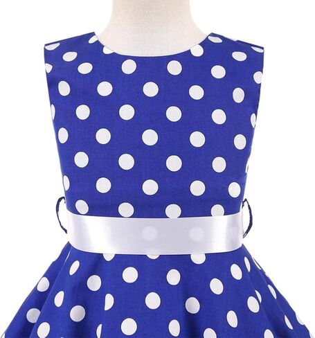 Girls 50s Vintage Polka Dot Flower Swing Rockabilly Prom Party Tea Dress Kids Audrey Wedding Formal Cocktail Evening Gown in Saudi Arabia