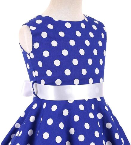 Girls 50s Vintage Polka Dot Flower Swing Rockabilly Prom Party Tea Dress Kids Audrey Wedding Formal Cocktail Evening Gown in Saudi Arabia