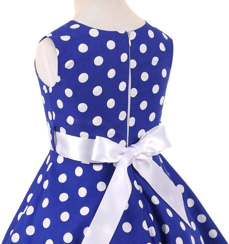 Girls 50s Vintage Polka Dot Flower Swing Rockabilly Prom Party Tea Dress Kids Audrey Wedding Formal Cocktail Evening Gown in Saudi Arabia