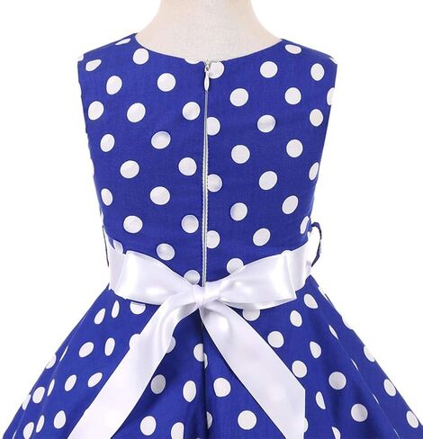 Girls 50s Vintage Polka Dot Flower Swing Rockabilly Prom Party Tea Dress Kids Audrey Wedding Formal Cocktail Evening Gown in Saudi Arabia