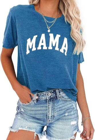 تي شيرت Tomteamell Mama للسيدات بأكمام قصيرة ورسومات للأم in Kuwait