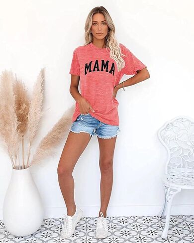 تي شيرت Tomteamell Mama للسيدات بأكمام قصيرة ورسومات للأم in Kuwait