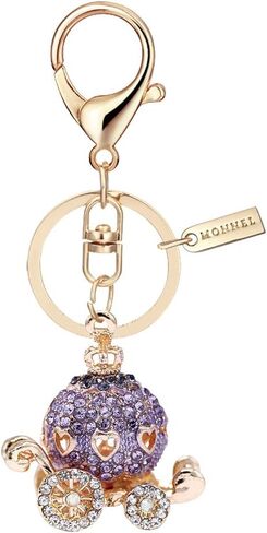 Monnel 3D Bling Purple Crystal Pumpkin Carriage charm Keychain with Pouch Bag MZ893-1 in Saudi Arabia