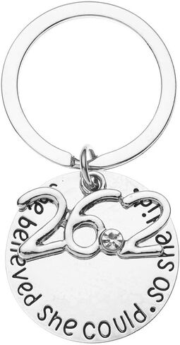 Sportybella Marathon Runner Gifts- Custom She Believed She Could So She Did Runner Keychain, Running Jewelry, Marathon Jewelry, 26.2 Keychain, Runner Gift in Saudi Arabia