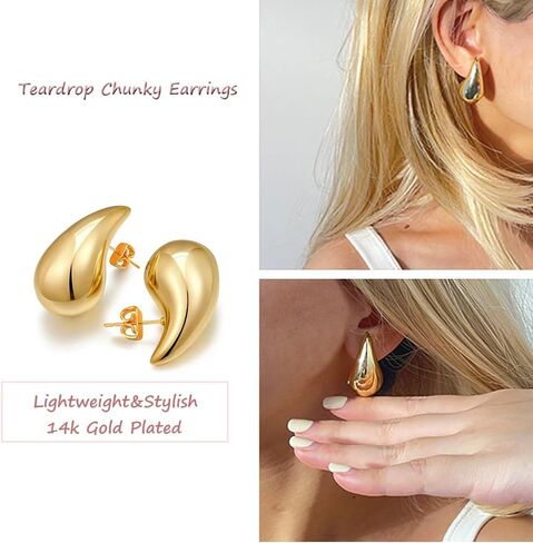 مجموعة اقراط حلقية ذهبية مكتنزة للنساء من فيوس، اقراط حلقية مطلية بالذهب عيار 14 قيراط، اقراط حلقية ملتوية مضادة للحساسية، اقراط خفيفة الوزن مطلية بالذهب عيار 14 قيراط، 8 ازواج, مطلي بالذهب عيار 14 in Kuwait