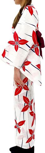 DITA ENSHU Traditional Cotton Women's Yukata Robe (japanese casual kimono) Easy Wearing (Yukata, Obi, Koshihimo) set3 in Kuwait