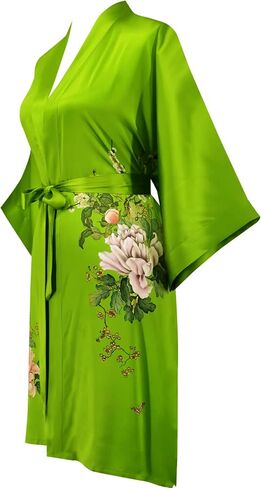 Kwedhonjh women's 100% silk kimono, short bathrobe pajamas, kimono pajamas in Saudi Arabia