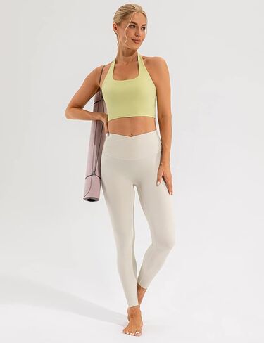 Ukaste Women's Studio Essential Crossover High Waisted Yoga Leggings 7/8 Length Workout Legging in Kuwait