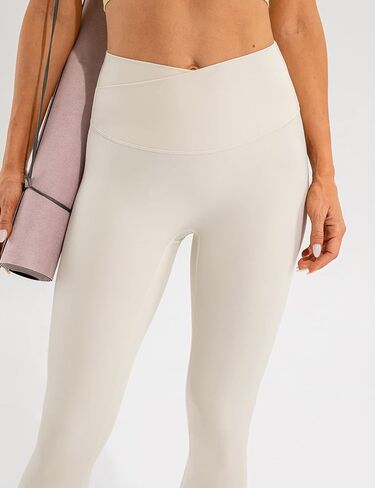 Ukaste Women's Studio Essential Crossover High Waisted Yoga Leggings 7/8 Length Workout Legging in Kuwait