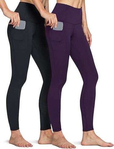 ATHLIO 2 Pack Women's Thermal Yoga Pants, High Waist Warm Fleece Lined Leggings, Winter Workout Running Tights in Kuwait