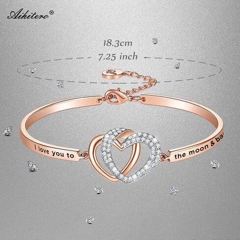 Aihitero I Love You for Always and Forever/to the Moon and Back' سوار الإسورة، هدايا مجوهرات عيد الميلاد والذكرى السنوية لعيد الميلاد لصديقتك، والزوجة، والنانا، والأخت، والابنة، والأم in Kuwait