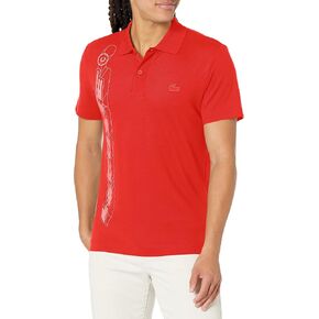 Lacoste Contemporary Collection's Men's Short Sleeve Regular Fit Pique Graphic Polo Shirt in Saudi Arabia