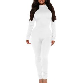 Mokoru Women's Sexy Bodycon Long Sleeve One Piece Jumpsuits Full Length Club Rompers