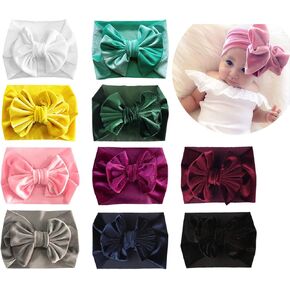 10 عبوات من عصابات الرأس الكبيرة المخملية المرنة القابلة للتمدد بعقدة واسعة معقودة على شكل فيونكة وأغطية رأس عمامة للأطفال الصغار والرضع حديثي الولادة والبنات in Kuwait
