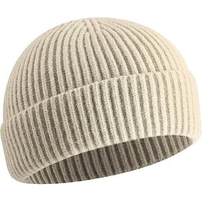 vidsel Short Fisherman Beanie for Men Women, Swag Wool Knit Cuff Trawler Skullcap,Winter Warm Hats in Kuwait