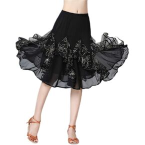 CISMARK Elegant Ballroom Latin Party Long Swing Tiered Dance Skirt for Women in Kuwait