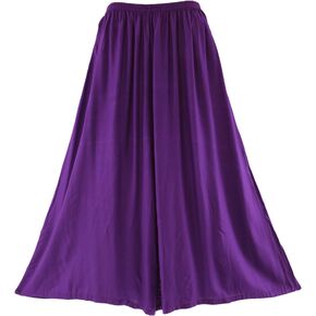 Beautybatik Solid Rayon Women Flowy Loose Palazzo Wide Leg Flare Pants Trouser Plus Size XL 1X 2X 3X