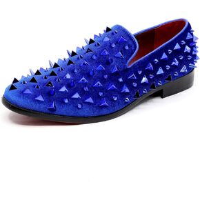 Metrocharm Men's Velvet Fashion Smoking Spike Slipper Dress Tuxedo Loafer Slip On Shoe SM-09