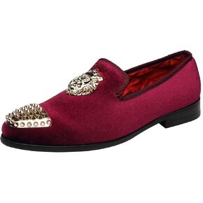 ELANROMAN Men's Loafers Gold Buckle Wedding Party Prom Velvet Dress Shoes in Saudi Arabia