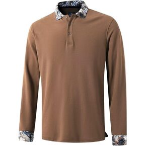 قمصان بولو كاجوال للرجال بأكمام طويلة من VEBOON بطبعة هاواي، بولو بيكيه للرجال، قمصان بولو للأعمال قابلة للتنفس in Kuwait