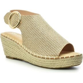 صندل Selina Espadrille نسائي من CLOUDAIR - حذاء مريح وأنيق ذو نعل سميك مع إبزيم للإغلاق للارتداء اليومي in Kuwait