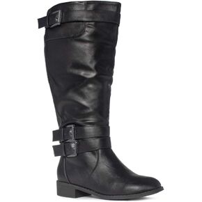 RF ROOM OF FASHION Madison Extra Wide Calf Buckle Knee High Riding Boots w Pocket