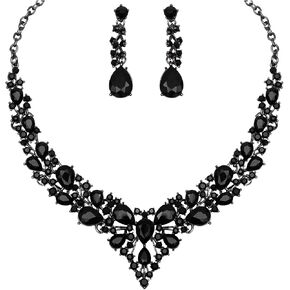 chaoyite Women's Statement Necklace Earrings Set for Bride Austrian Crystal Wedding Bridal Costume Jewelry Sets in Kuwait