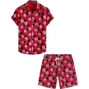 VATPAVE Mens Hawaiian Shirts Button Down Short Sleeve Beach Shirts Suits Summer Casual Aloha Outfits