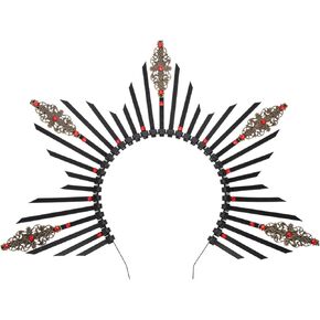 Beaupretty Crown Headband Zip Tie Spiked Goddess Head Piece Headdress for Women Girls Lady Cosplay Black