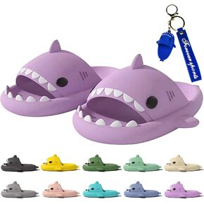 صنادل القرش من secwell Shark Slides للنساء والرجال شباشب الدش السحابية اللطيفة للصيف من مادة EVA أحذية الشاطئ المبطنة المريحة مع سلسلة مفاتيح منزلق القرش in Kuwait