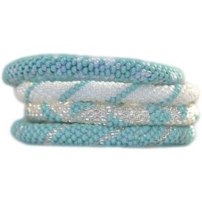 نوبتس طقم اساور مطرزة باللون الازرق الفيروزي والفضي والابيض العاجي، BS57، قطن in Kuwait