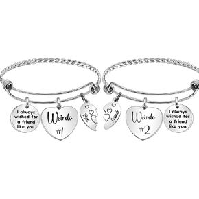 سوار هدية مضحكة لغريدوس من أفضل الأصدقاء سوار مع قلب منقسم للنساء ، أتمني لصديق مثلك ، Weirdo 1 Weirdo 2 سوار مجموعة in Kuwait