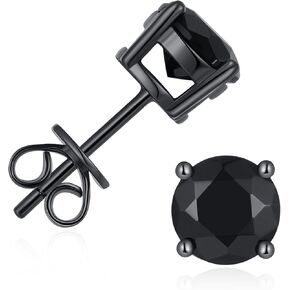 925 Sterling Silver Black Earrings for Men, Natural Black Onyx Stud Earrings for Women Hypoallergenic Perfect Jewelry Gifts in Kuwait