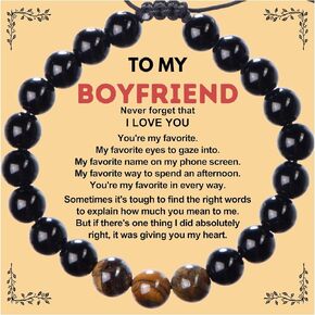 Rosa Vila Bracelets for Men, Husband, Boyfriend, Son, Gifts For Him, Birthday, Anniversary, Christmas, Tiger Eye & Black Agate Stones, Designed in Austin, TX in Kuwait