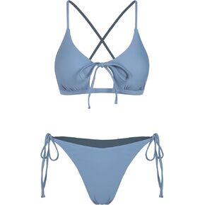 ZAFUL Women's Toile String Bikini Set Cut Out Lace Up Two Piece Swimsuit High Cut Tie Side Bathing Suit in Saudi Arabia