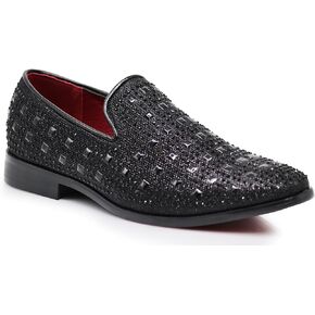 SPK11 Men's Vintage Fashion Rhinestone Designer Dress Loafers Slip On Shoes Classic Tuxedo Dress Shoes