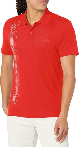Lacoste Contemporary Collection's Men's Short Sleeve Regular Fit Pique Graphic Polo Shirt in Saudi Arabia